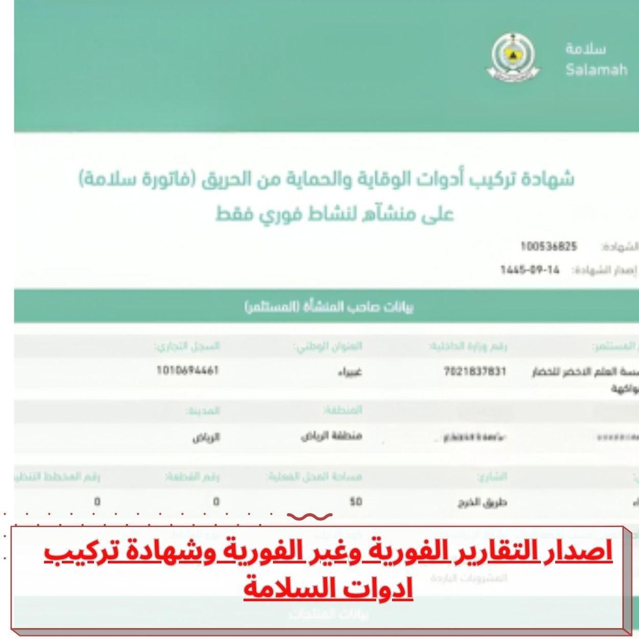 اصدار التقارير الفورية وغير الفورية وشهادة