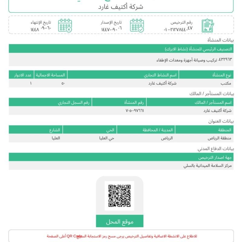 Civil Defense License Certificate
